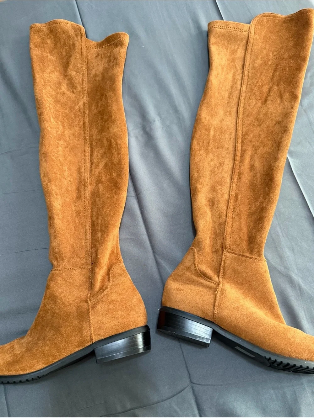 Over-the-Knee Suede Boots in Camel Tan